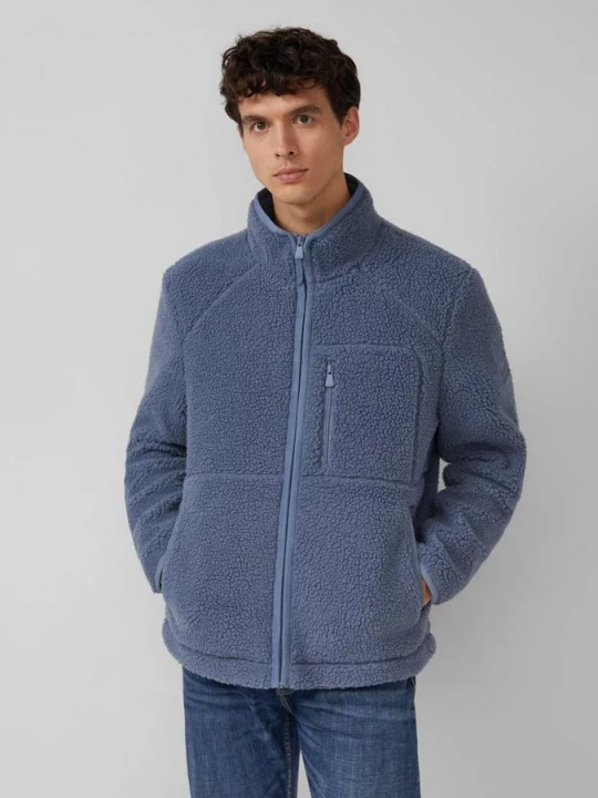 Foto van product Gevoerde teddy jas van pluche met ritsdetails s.Oliver blauw