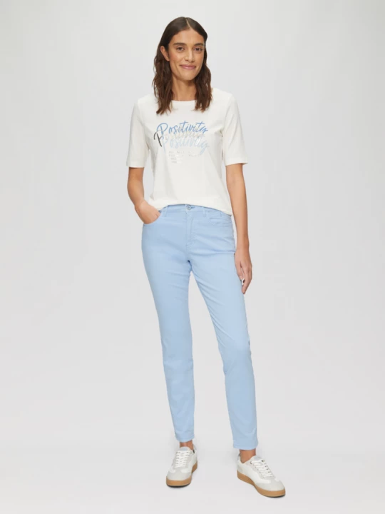 Foto van product Gewassen broek in een slim fit van katoensatijn s.Oliver blauw