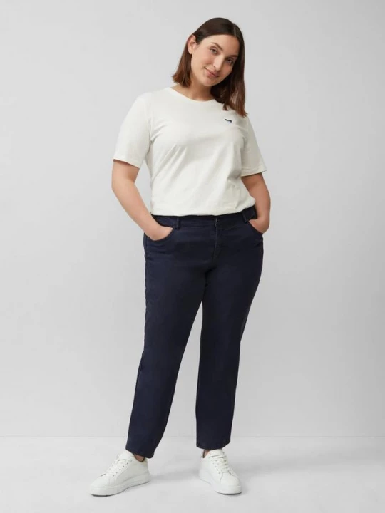Foto van product Gewassen broek in een slim fit van katoensatijn s.Oliver blauw