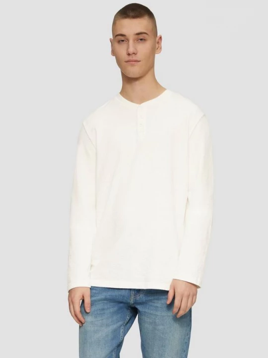 Foto van product Gewassen henley longsleeve van gestructureerde jersey QS crème