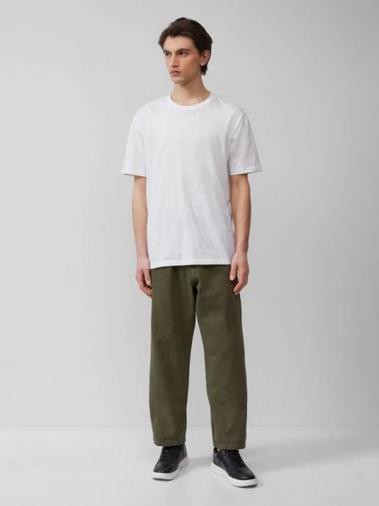Foto van product Gewassen joggers van zware twill QS olijfgroen