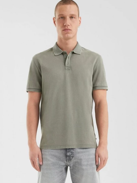 Foto van product Gewassen polo van katoen-piqué QS olijfgroen