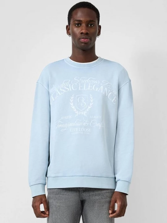 Foto van product Gewassen sweatshirt met print QS blauw