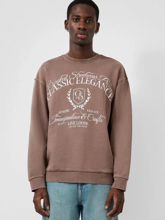 Foto van product Gewassen sweatshirt met print QS bruin