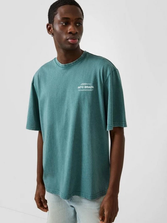 Foto van product Gewassen T-shirt in een ontspannen pasvorm QS petrol