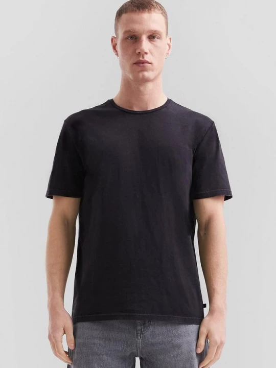 Foto van product Gewassen T-shirt met contrastdetails QS zwart