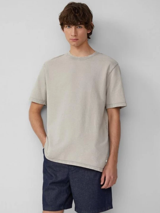 Foto van product Gewassen T-shirt met slubstructuur QS grijs