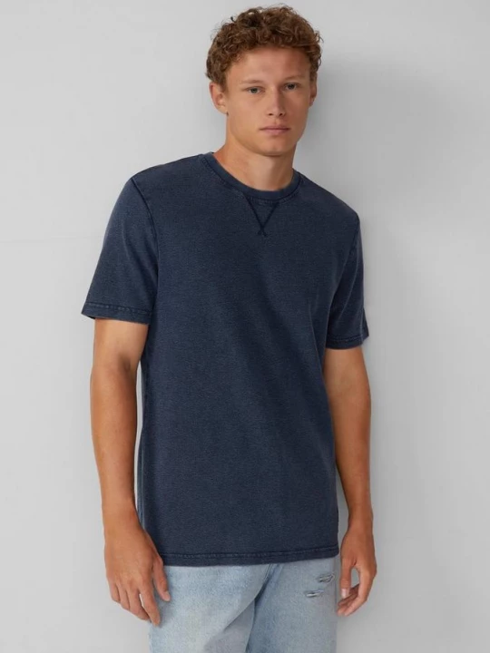 Foto van product Gewassen T-shirt van gestructureerde jersey QS blauw