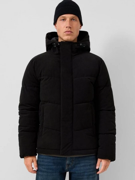 Foto van product Gewatteerd corduroy jack met quilting QS zwart