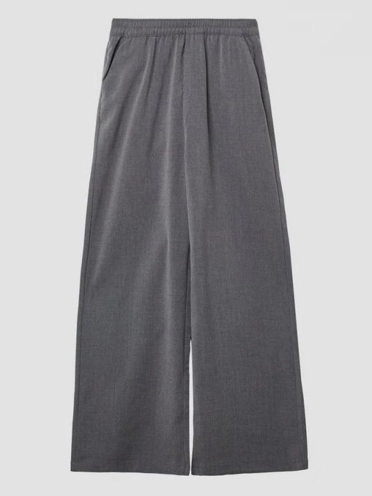 Foto van product Geweven broek met wijde pijpen en elastische tailleband s.Oliver grijs