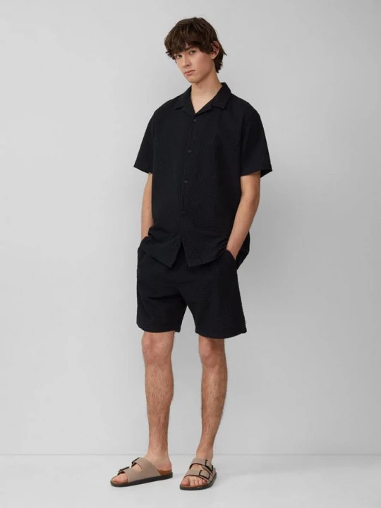 Foto van product Geweven jogger van seersucker QS zwart