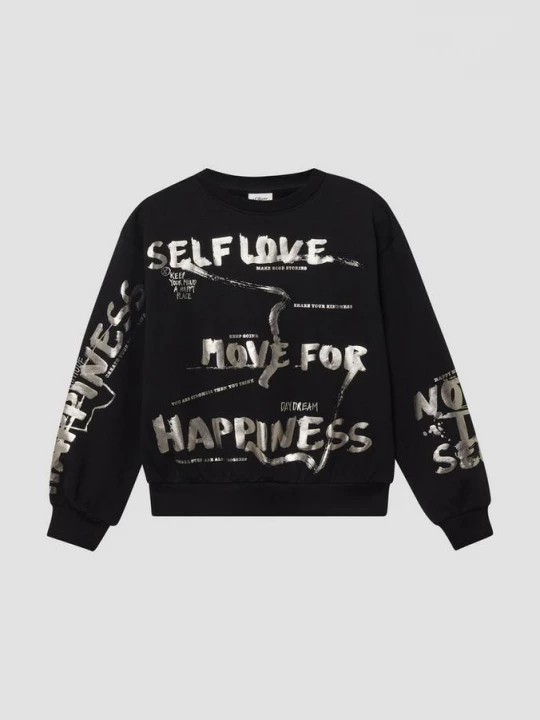 Foto van product Gezellig oversized sweatshirt met folieprint s.Oliver zwart