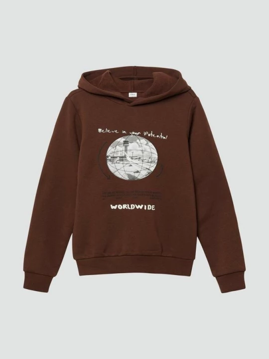 Foto van product Gezellige hoodie met print op de voorkant s.Oliver bruin