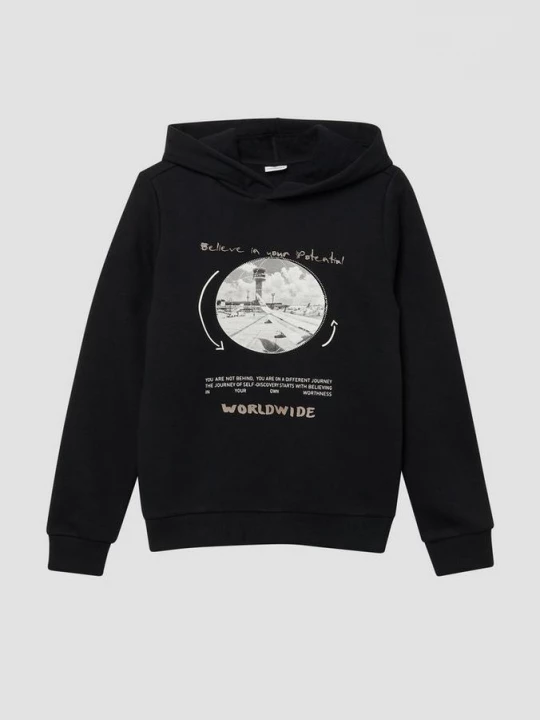 Foto van product Gezellige hoodie met print op de voorkant s.Oliver zwart