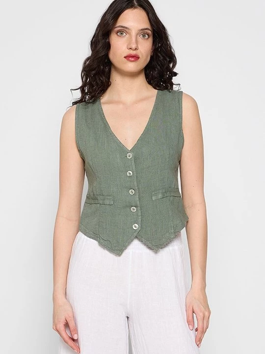 Foto van product Gilet Le Monde du Lin kaki
