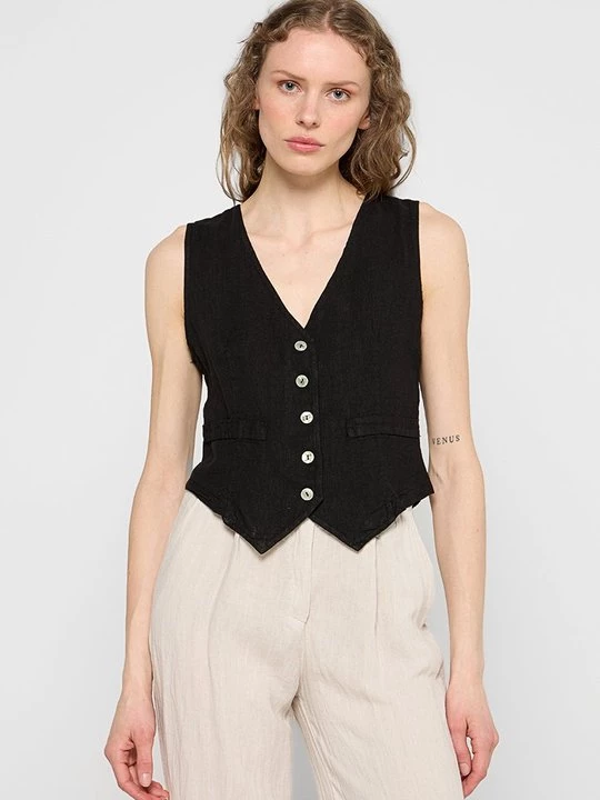 Foto van product Gilet Le Monde du Lin zwart