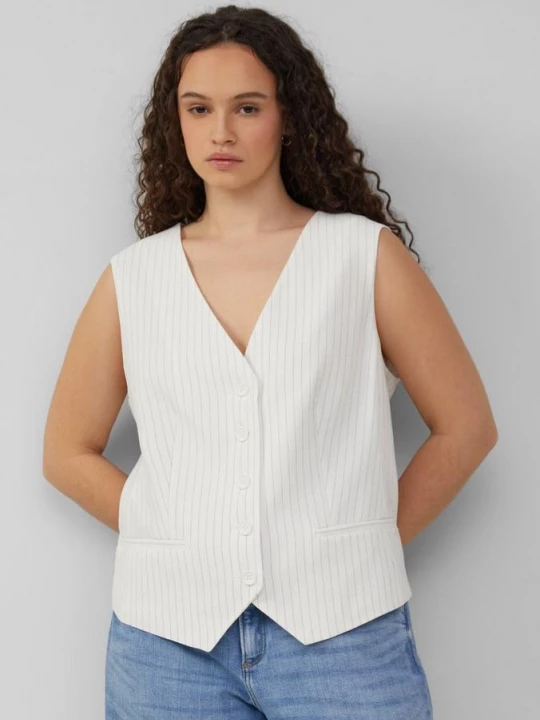 Foto van product Gilet met naaldstrepen QS wit