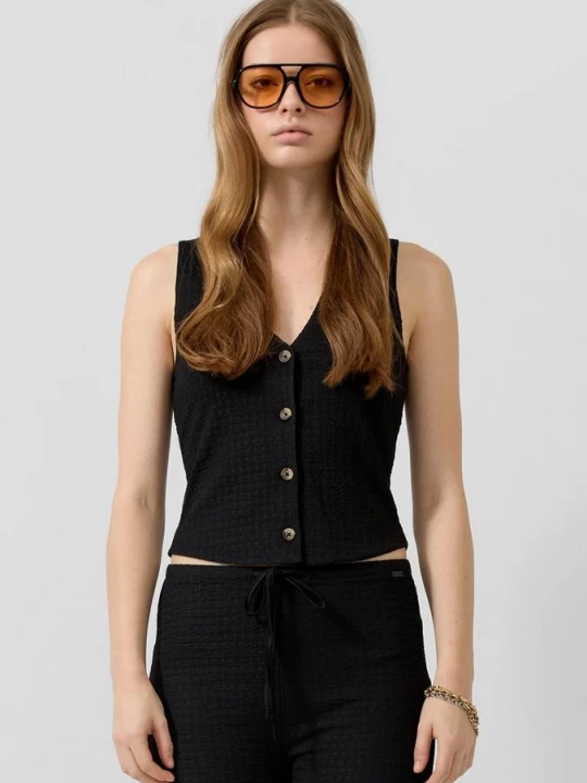 Foto van product Gilet van gestructureerde jersey QS zwart