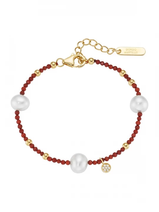 Foto van product Giorgio Martello Milano Armband goud / robijnrood / parelwit