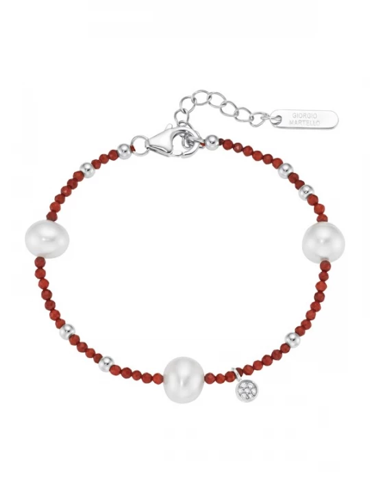 Foto van product Giorgio Martello Milano Armband robijnrood / zilver / transparant / parelwit