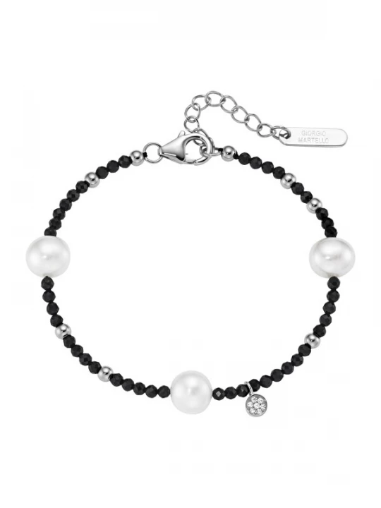 Foto van product Giorgio Martello Milano Armband zwart / zilver / parelwit