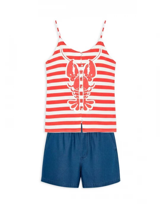 Foto van product Gisela Pyjama blauw / rood / offwhite
