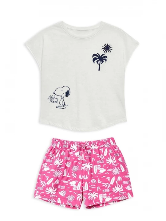 Foto van product Gisela Pyjama fuchsia / offwhite