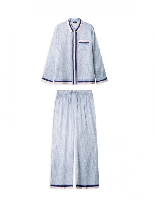 Foto van product Gisela Pyjama nachtblauw / lichtblauw / wit