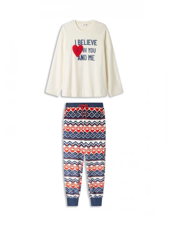 Foto van product Gisela Pyjama 'Set' marine / rood / offwhite