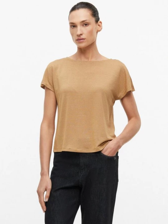 Foto van product Glanzend jersey T-shirt met uitsnijding aan de achterkant s.Oliver bruin
