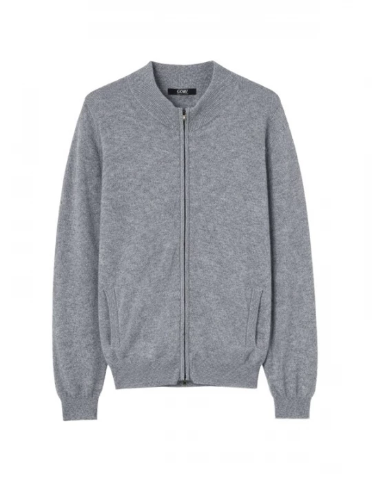 Foto van product GOBI Cashmere Gebreid vest 'Men's Essential Full-Zip Cashmere Cardigan' grey denim