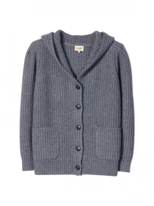 Foto van product GOBI Cashmere Gebreid vest 'Wide-Shoulder Hooded Cashmere Cardigan' lichtgrijs