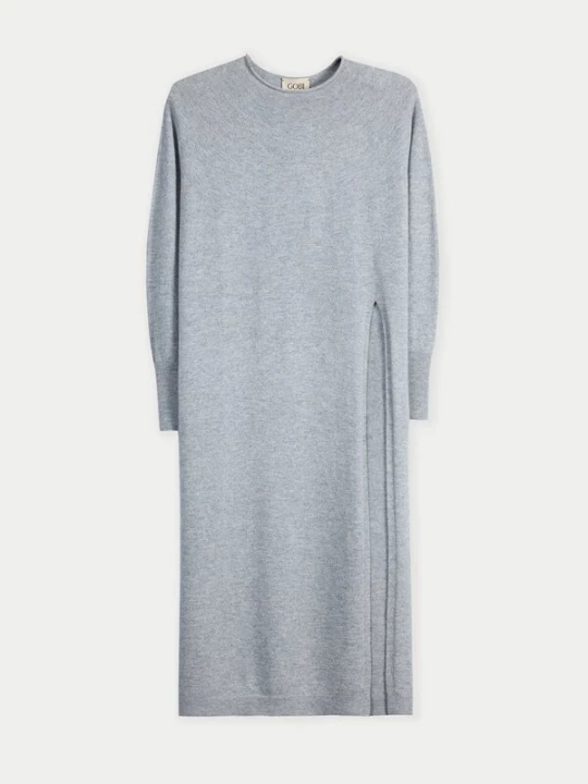 Foto van product GOBI Cashmere Gebreide jurk 'Gobi Cashmere Side-Slit Maxi Dress' grijs