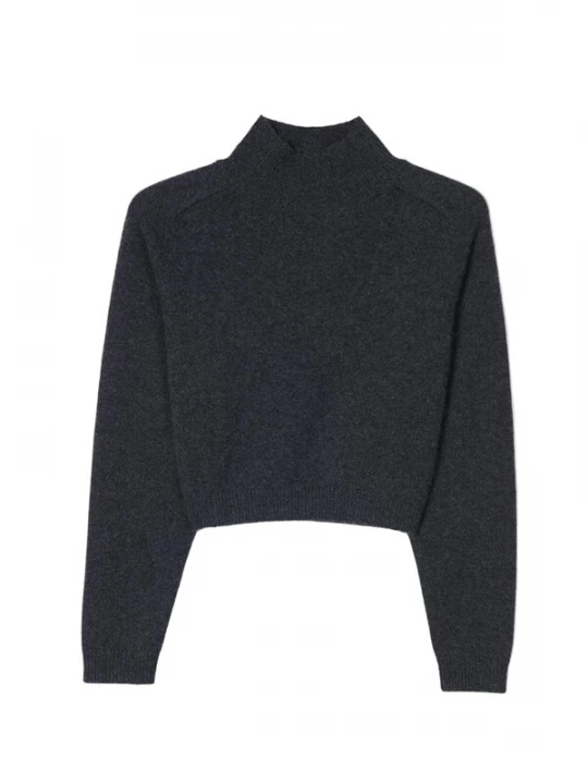 Foto van product GOBI Cashmere Trui 'Cropped High-Neck Cashmere Sweater' donkergrijs