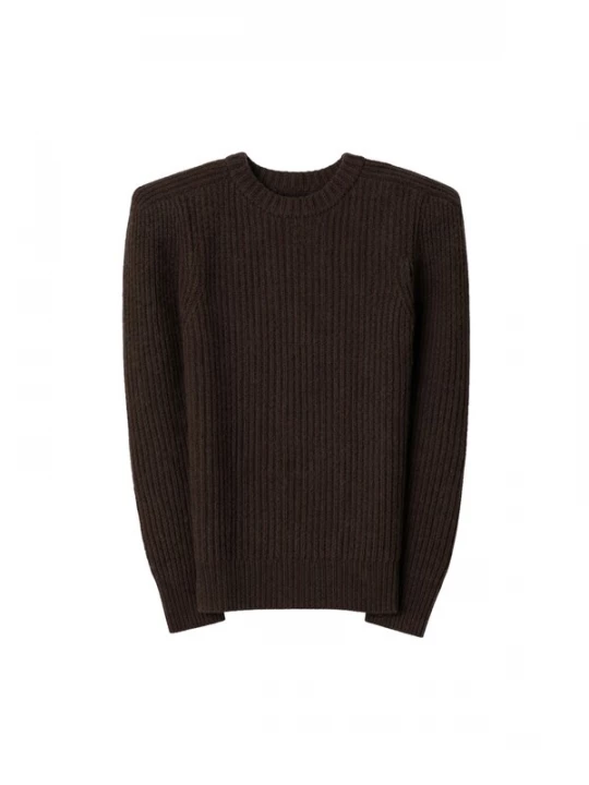 Foto van product GOBI Cashmere Trui 'Sculpted-Shoulder Cashmere Sweater' donkerbruin