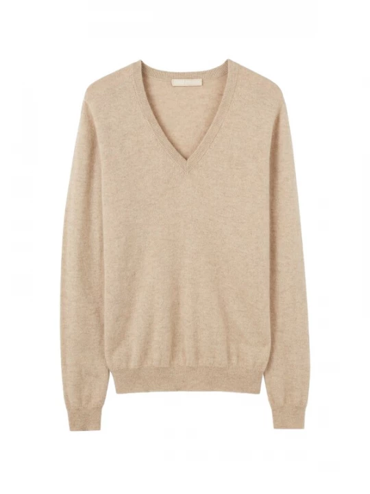 Foto van product GOBI Cashmere Trui 'Women's Essential Cashmere V-Neck Sweater' champagne