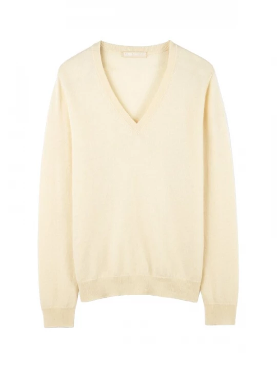 Foto van product GOBI Cashmere Trui 'Women's Essential Cashmere V-Neck Sweater' offwhite