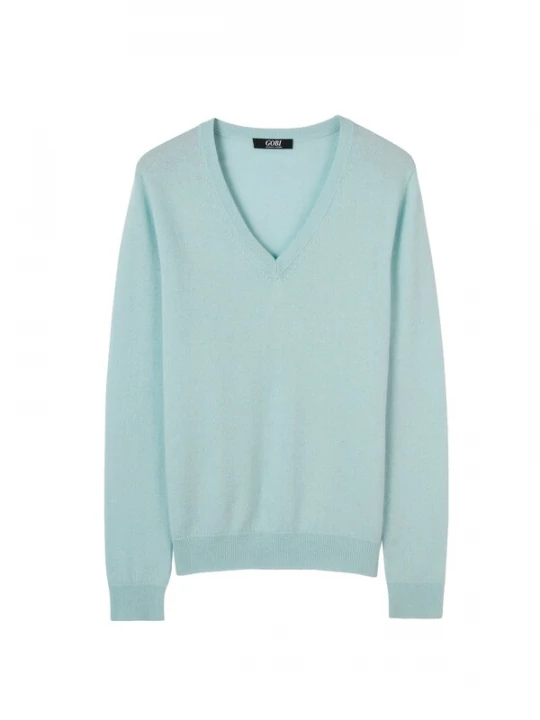 Foto van product GOBI Cashmere Trui 'Women's Essential Cashmere V-Neck Sweater' turquoise