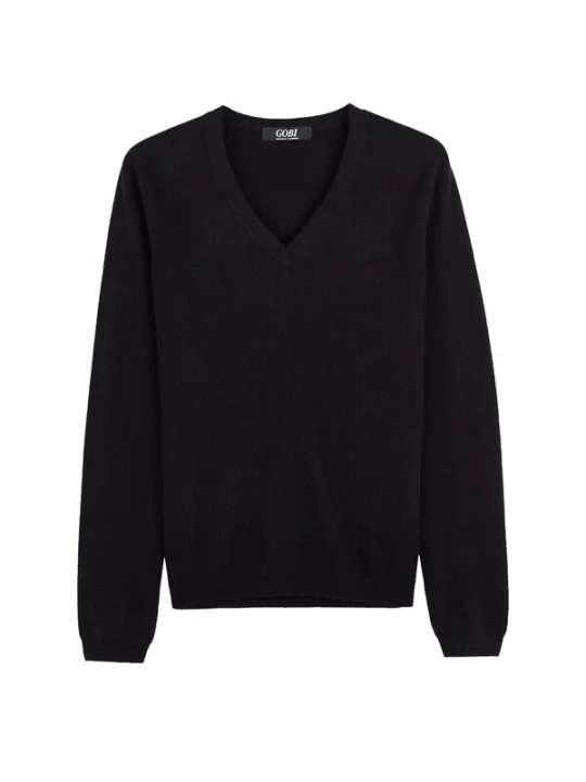 Foto van product GOBI Cashmere Trui 'Women's Essential Cashmere V-Neck Sweater' zwart