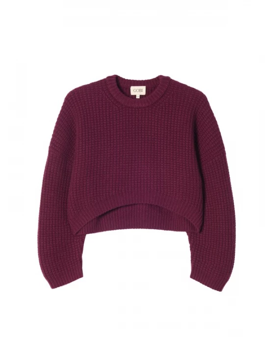 Foto van product GOBI Cashmere Trui 'Women's Oval-Sleeve Cropped Cashmere Sweater' bourgogne