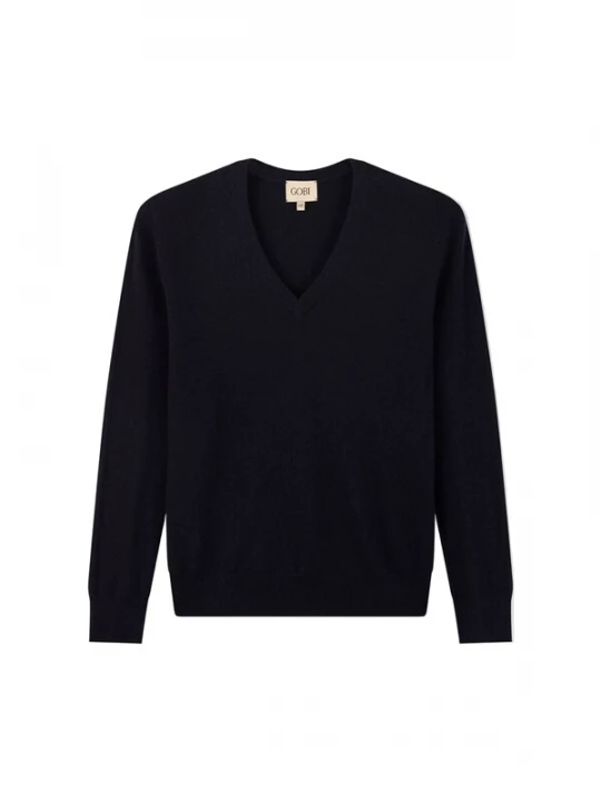 Foto van product GOBI Cashmere Trui 'Women's Timeless Cashmere V-Neck Sweater' navy