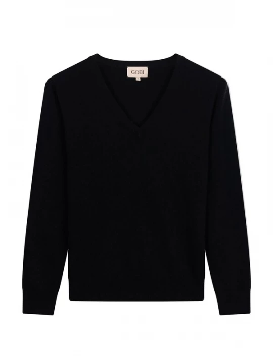 Foto van product GOBI Cashmere Trui 'Women's Timeless Cashmere V-Neck Sweater' zwart