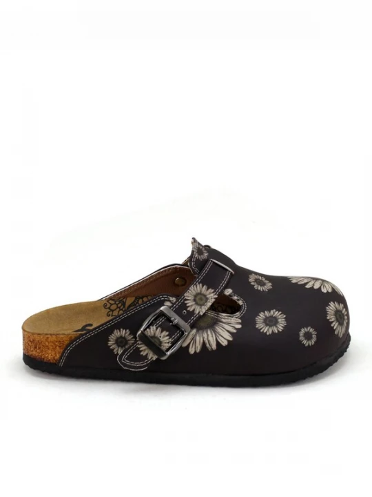 Foto van product Goby Clogs 'Women Calceo Black and Beige Clogs CAL5457 with flower design' gemengde kleuren