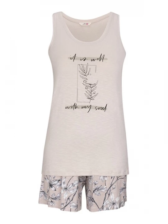 Foto van product Goldenbay Korte pyjama 'Caroline' beige / grijs