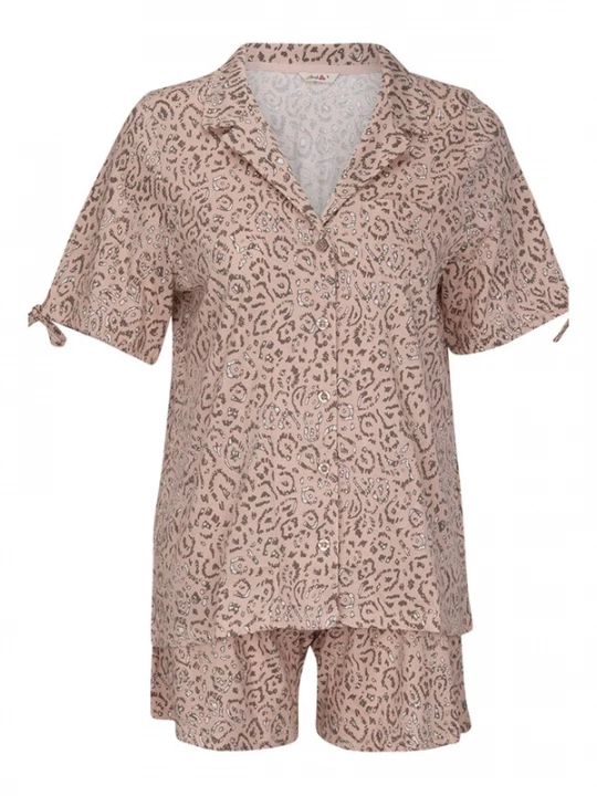 Foto van product Goldenbay Korte pyjama 'Liatris' beige / rosa