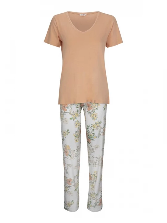 Foto van product Goldenbay Pyjama 'Begonia' oranje / wit