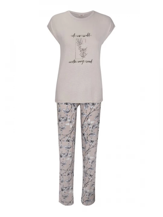 Foto van product Goldenbay Pyjama 'Caroline' beige / grijs