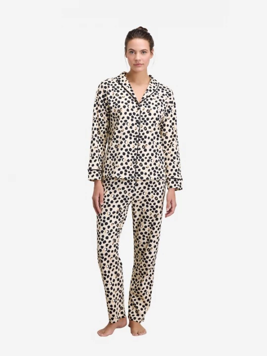 Foto van product Goldenbay Pyjama 'Columbine' crème / zwart