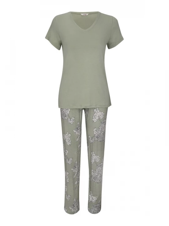 Foto van product Goldenbay Pyjama ' Daylilli ' groen / mintgroen / wit