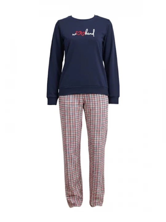 Foto van product Goldenbay Pyjama 'Felicia' donkerblauw / rood / wit